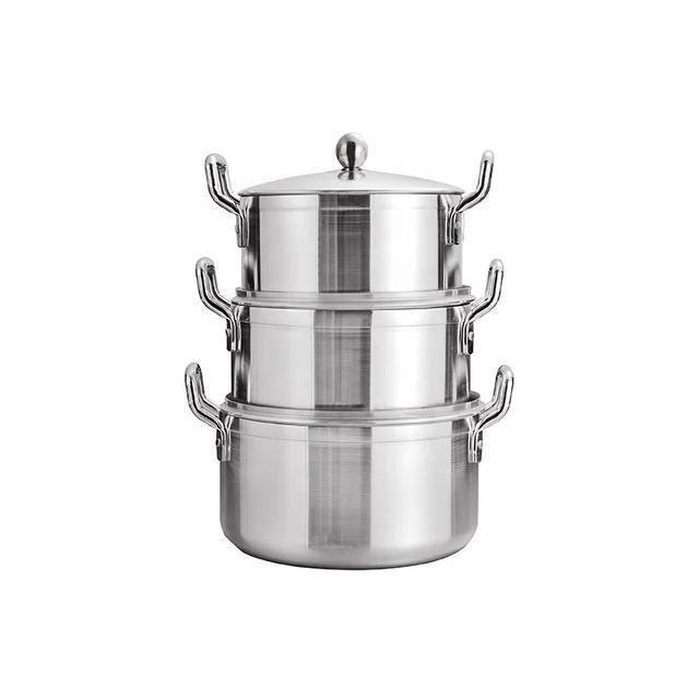 3pcs Aluminium Pot  (3014)  Sizes: 22cm, 24cm, 26cm  