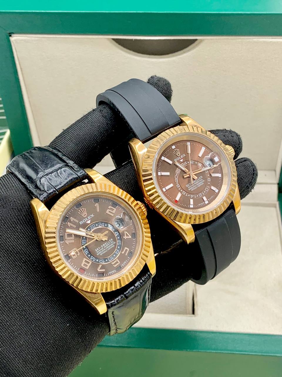 High Quality Luxury Black Strap & Gold Face Rolex